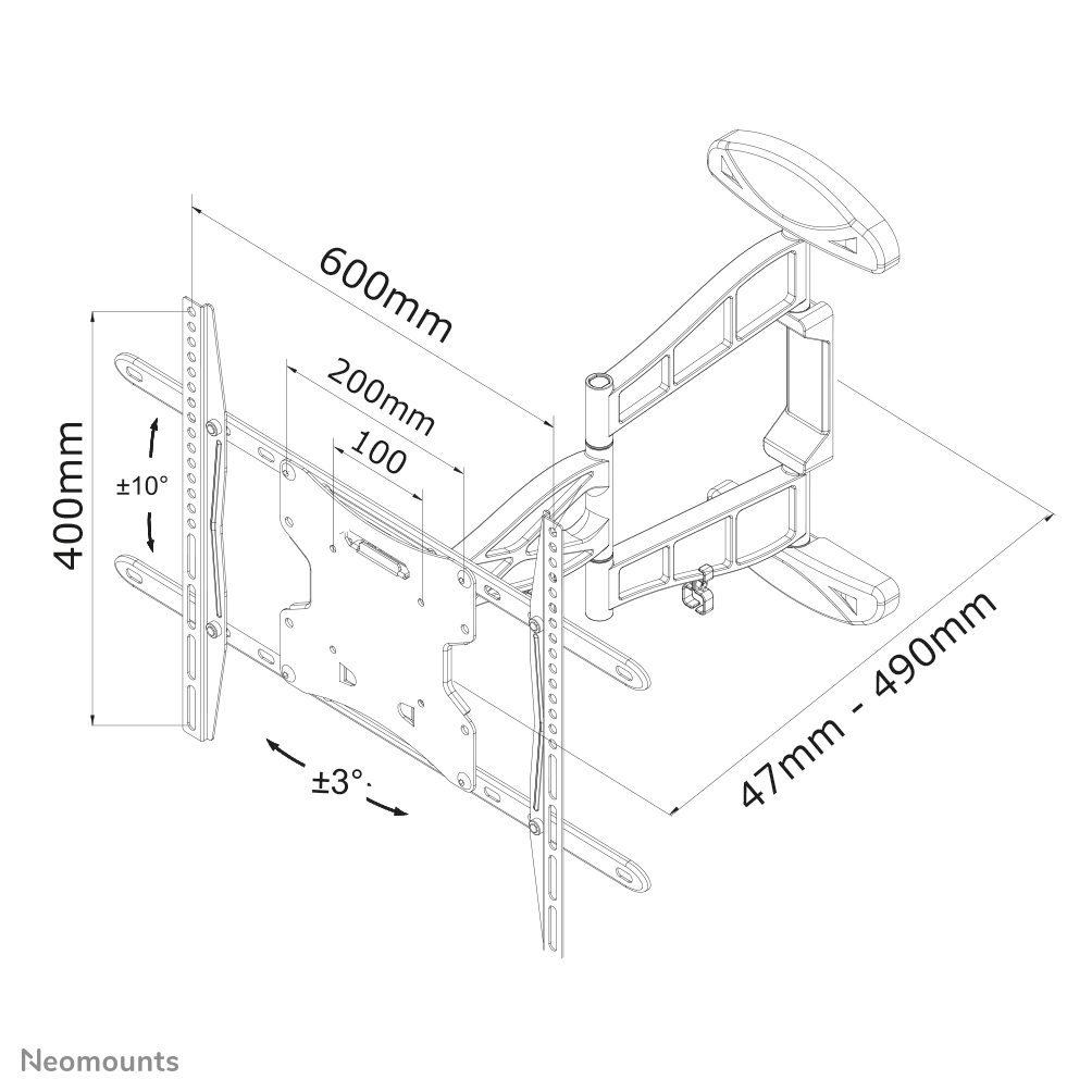 Neomounts LED-W500 Soporte de pared para TV 32-60" - movimiento completo